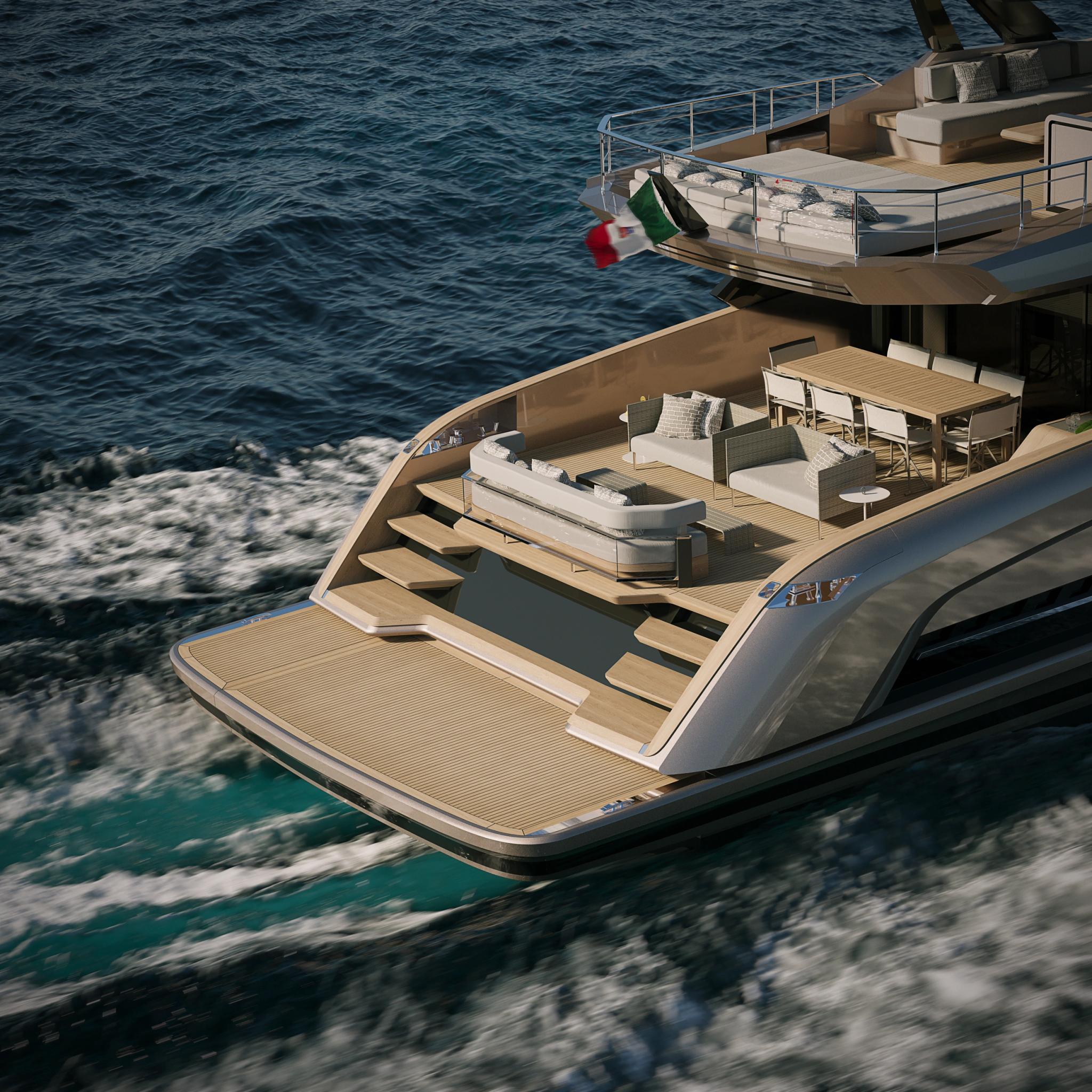 Luxueux yacht moderne amarré en Corse proposé par concessionnaire de bateaux neufs