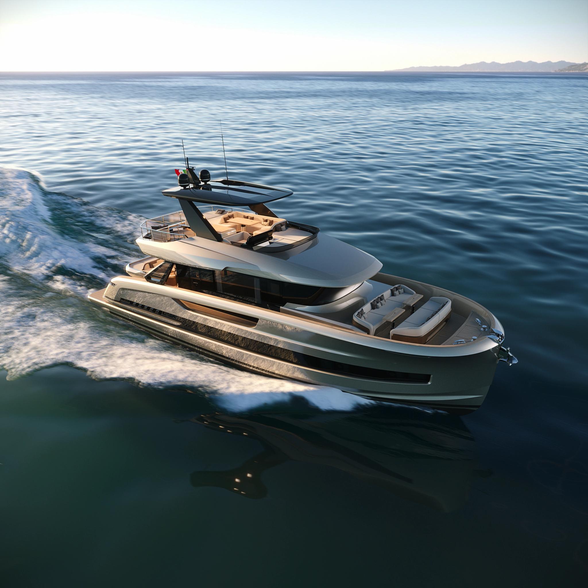 Concessionnaire de bateaux neufs en Corse présentant un yacht de luxe