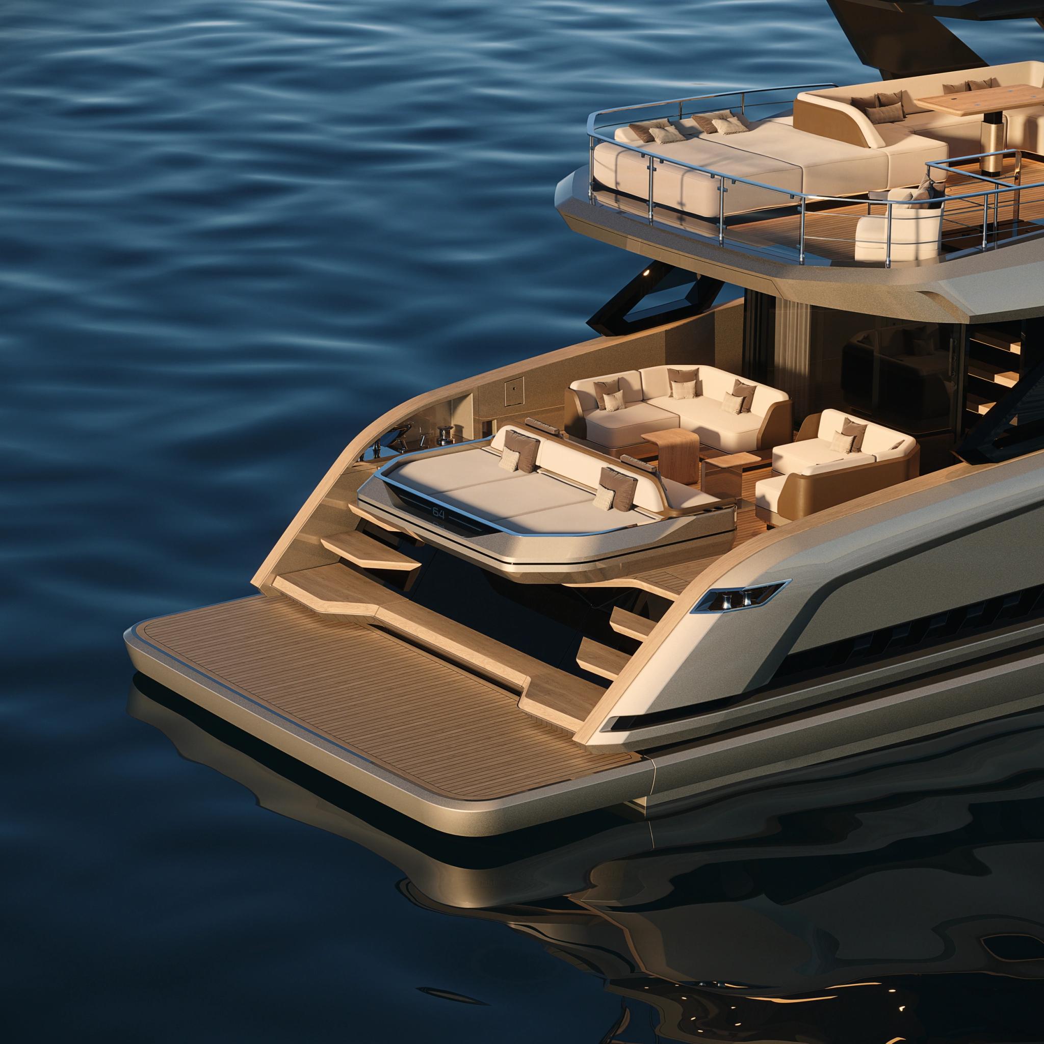 Concessionnaire de bateaux neufs en Corse avec yacht luxe amarré en mer